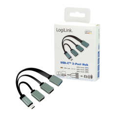 Hub USB Logilink, 3x USB-C, Black