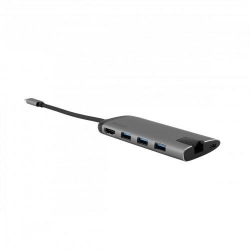 HUB USB Verbatim 49142, USB-C - 3x USB 3.2 gen 1 + 1x HDMI + 1x RJ45 + Card Reader, Grey