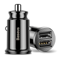 Incarcator auto Baseus Grain, 2x USB, 3.1A, Black