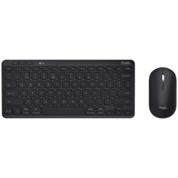 Kit tastatura + mouse Wireless/Bluetooth, Trust LYRA, Multi-Device, Layout US, Negru