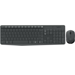 Kit Wireless Logitech MK235 - Tastatura, USB, Layout Rusia, Black + Mouse Optic, USB, Black-Grey