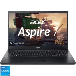 Laptop Acer Gaming 15.6'' Aspire 7 A715-76G, FHD IPS, Procesor Intel® Core™ i5-12450H (12M Cache, up to 4.40 GHz), 16GB DDR4, 1TB SSD, GeForce RTX 3050 4GB, No OS, Black