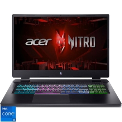 Laptop Acer Gaming 17.3'' Nitro 17 AN17-51, QHD IPS 165Hz, Procesor Intel® Core™ i7-13700H (24M Cache, up to 5.00 GHz), 16GB DDR5, 1TB SSD, GeForce RTX 4060 8GB, No OS, Black
