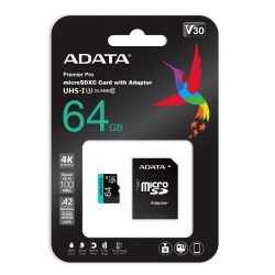 Memory Card ADATA Premier Pro MicroSDXC, 64GB, Clasa 10 + Adaptor SD