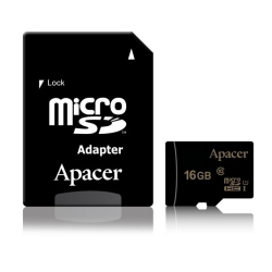 Memory Card Apacer MicroSDHC, 16GB, Clasa 10 + Adaptor SD