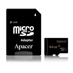 Memory Card Apacer MicroSDXC, 64GB, Clasa 10 + Adaptor SD