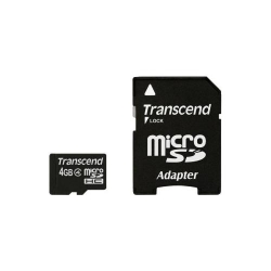 Memory Card Transcend microSDHC 4GB, class 4 + Adaptor microSD