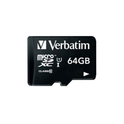 Memory Card Verbatim microSDHC 64GB, Clasa 10 + Adaptor SD