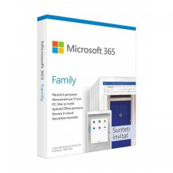 Microsoft 365 Family, Engleza, Medialess Retail, 1Year/6User