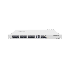 Mikrotik Cloud Router Switch, CRS328-4C-20S-4S+RM; Smart Switch, 20 xSFP cages, 4 x SFP+ cages, 4 x Combo ports (Gigabit Ethernet or SFP),800MHz CPU, 512MB RAM, 1U rackmount case, Dual Power Supplies, RouterOSL5 or SwitchOS (Dual Boot); Max power consumpt