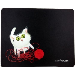 Mouse Pad Serioux Cat and ball of yarn MSP01, Black