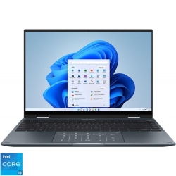 Ultrabook ASUS 14'' Zenbook 14 Flip OLED UP5401ZA, 2.8K 90Hz Touch, Procesor Intel® Core™ i5-12500H (18M Cache, up to 4.50 GHz), 16GB DDR5, 512GB SSD, Intel Iris Xe, Win 11 Pro, Pine Grey