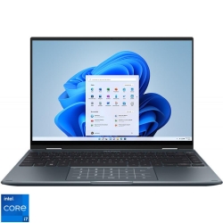 Ultrabook ASUS 14'' Zenbook 14 Flip OLED UP5401ZA, 2.8K 90Hz Touch, Procesor Intel® Core™ i7-12700H (24M Cache, up to 4.70 GHz), 16GB DDR5, 1TB SSD, Intel Iris Xe, Win 11 Pro, Pine Grey