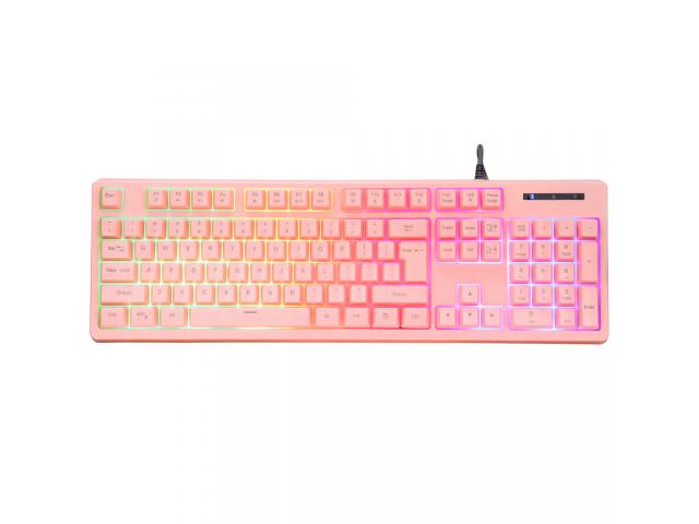Kit Marvo CM418 Advanced Gaming 4 in 1, Tastatura, White LED, USB, Pink + Mouse White LED, USB, Pink + Pink + Pink