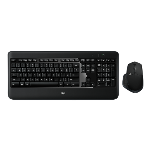 Kit Wireless Logitech MX900 - Tastatura, White LED, USB, Black + Mouse laser, USB, Black
