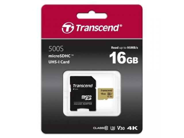 Memory card Transcend USD500S MicroSDHC 16GB, Casa 10 + Adaptor SD
